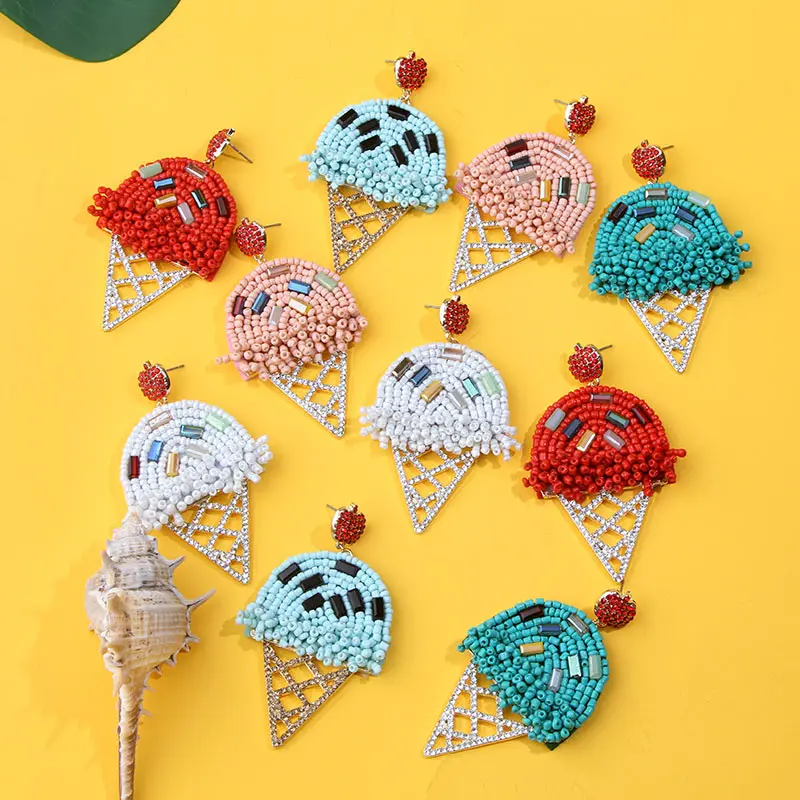 JJFOUCS Мода в форме мороженого бусины Серьги Вечерние Девушки ручной работы