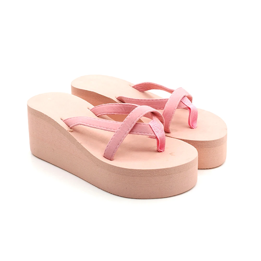 Сандалии на платформе; женская летняя обувь на высоком каблуке; Zapatillas; модные тапочки в полоску; пляжные сланцы; однотонные женские шлепанцы