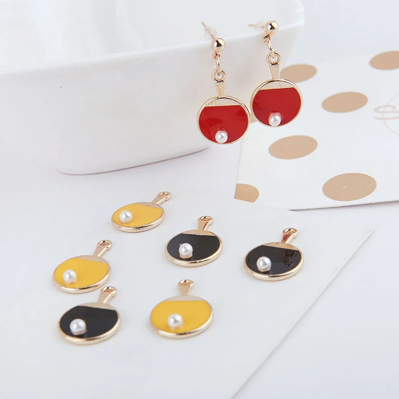 50pcs/lot handmade color alloy drop oil Ping pong paddle shape charms diy jewelry earrings/necklace pendants accessory | Украшения и