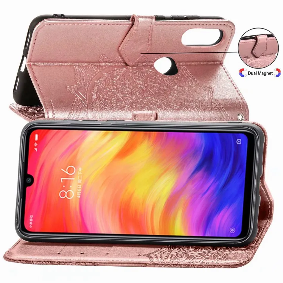 Чехол книжка для Redmi Note 7 кожаный чехол бумажник Xiaomi задняя крышка чехлы телефонов
