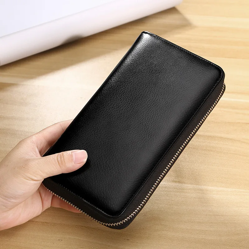 Новинка 2018 кошелек органайзер из натуральной кожи с технологией RFID для мужчин и