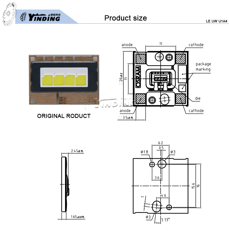 OSRAM U1A4 20 Вт высокомощная Светодиодная лампа бусины 5700-6500 K холодная белая лампа для фары авто фитиль Автомобильные противотуманные фары