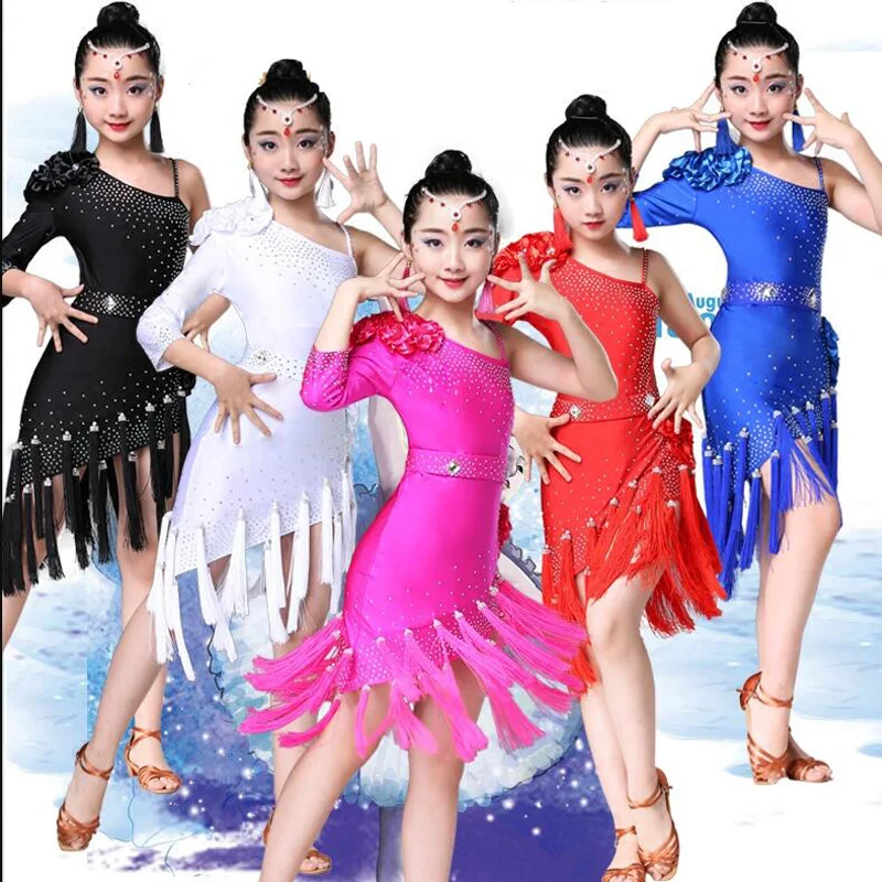 

Girls Carnival Jazz dancewear costume Kids Modern Latin Ballroom Party Dancing Dress Children Salsa Sequined wear clothes Girls