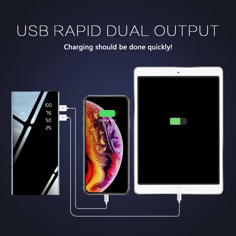 Портативный внешний аккумулятор NOHON с двумя usb портами выход 2 1 А быстрое зарядное