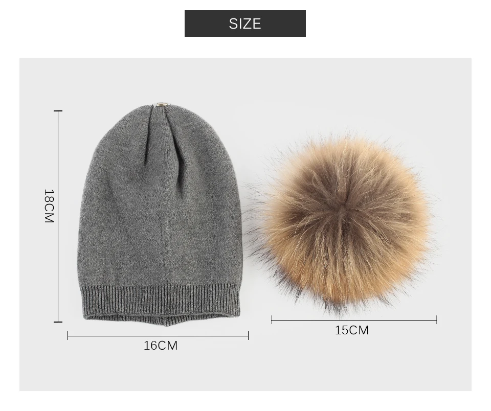 Geebro/Шапка-бини для новорожденных; Осенняя шерстяная шапка Skullies Beanies с помпоном из меха енота для мальчиков и девочек; объемная шапка с настоящим помпоном