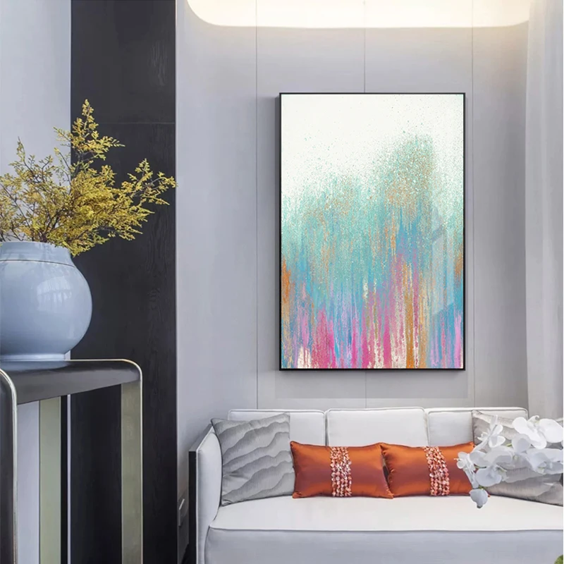 Абстрактная блестящая золотая Краска на холсте современный мечтательный