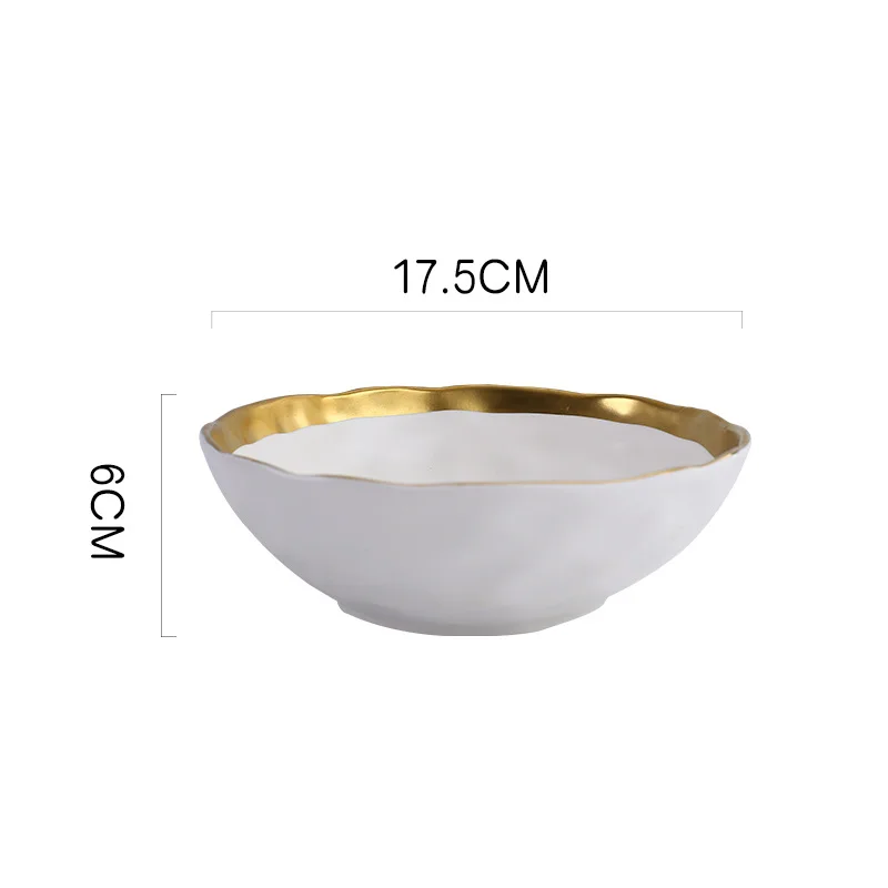 White Big bowl Круглый белый черный керамический салатник Золотой японский стиль контейнер для лапши для супа рисовая чаша керамический набор кухонный инструмент посуда - Цвет: White Big bowl