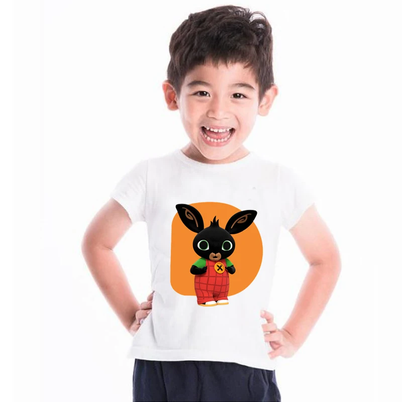 Детская забавная футболка с рисунком кролика Бинг/кролика милые летние топы для