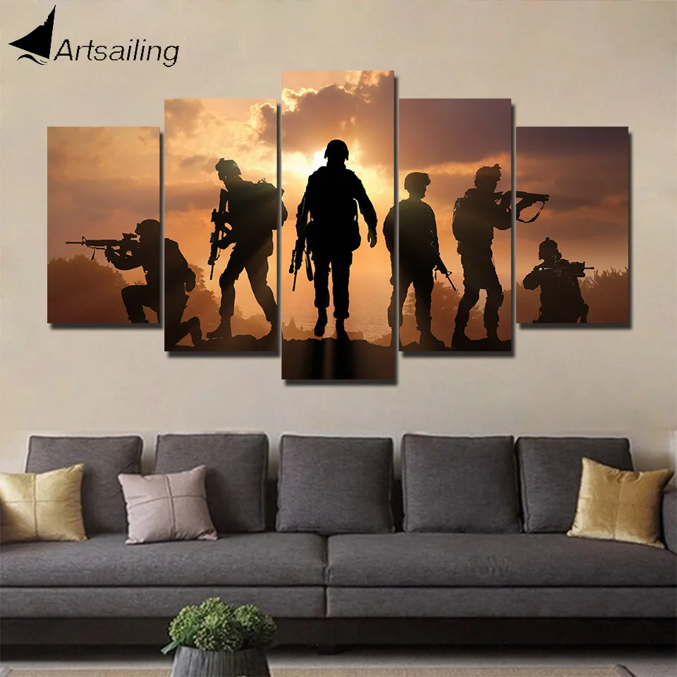 ArtSailing 5 Панель Холст Искусство Печать HD дань армии картина модульный холст стены