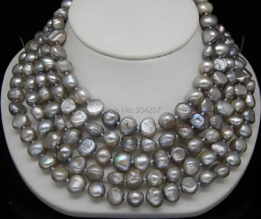 Ожерелье из барочного жемчуга серого цвета 70 дюймов 8 9 мм|necklace enamel|necklace wingnecklace