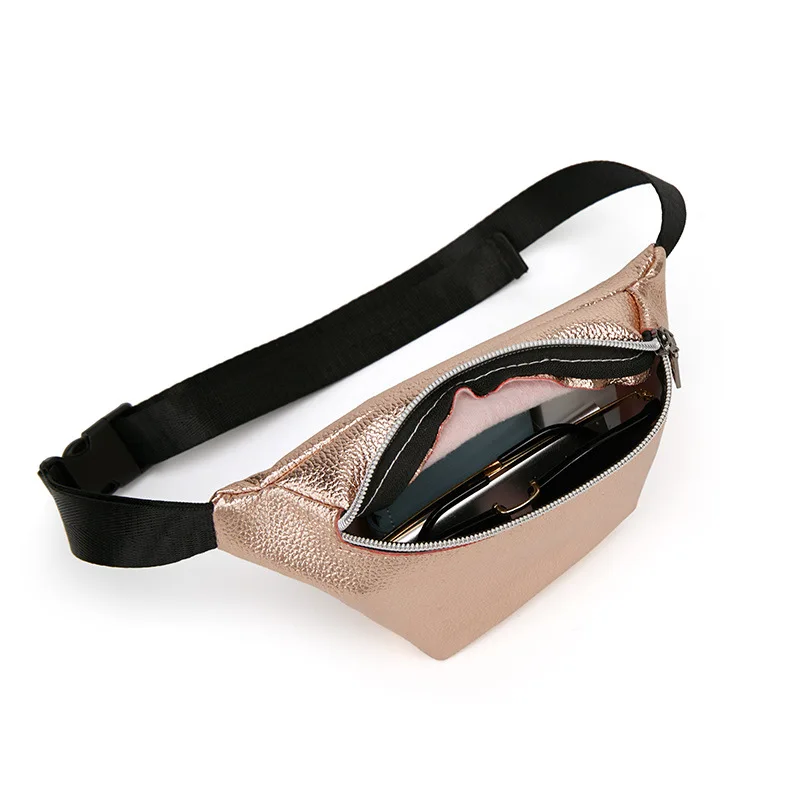 Модная блестящая поясная сумка с блестками Женская серебристая