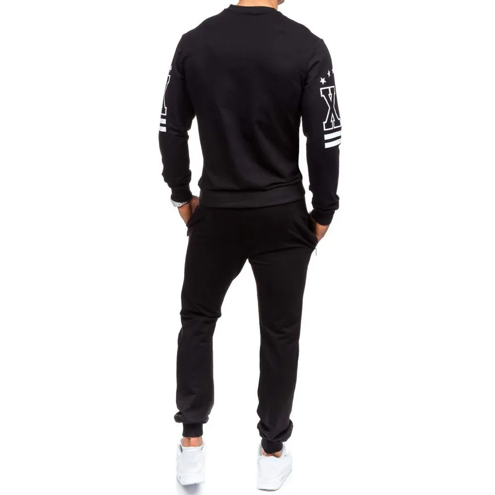 Male Pullover Men's Autumn Winter Printed Sweatshirt Top Pants Sets Sports Suit Tracksuit Drop Shipping |