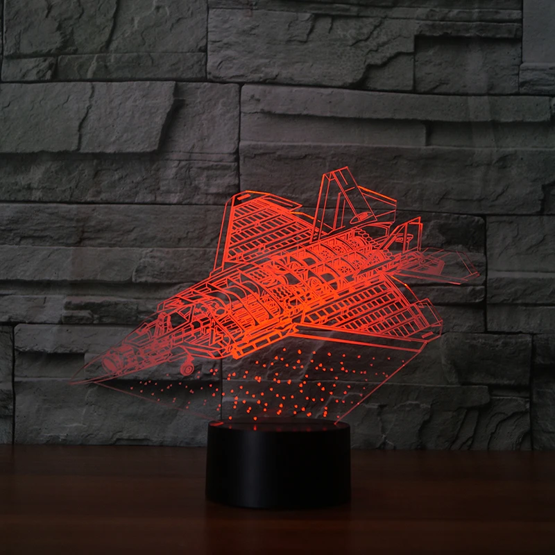 3D Светодиодная лампа для самолета 7 цветов меняющая с оптической иллюзией
