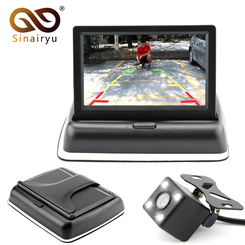 Sinairyu 4 3 &quotцвет TFT ЖК дисплей складной заднего вида Мониторы + светодио дный LED HD