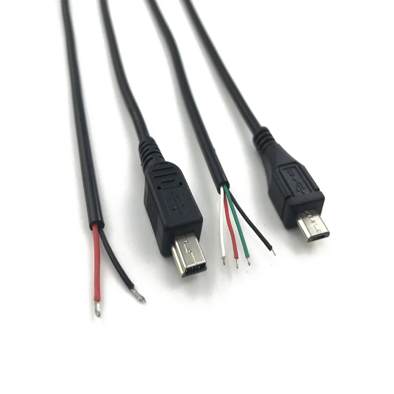 1 шт. Micro Mini USB Мужской Разъем Кабель питания 5Pin Черный зарядный разъем передачи данных с 1 метровым проводом