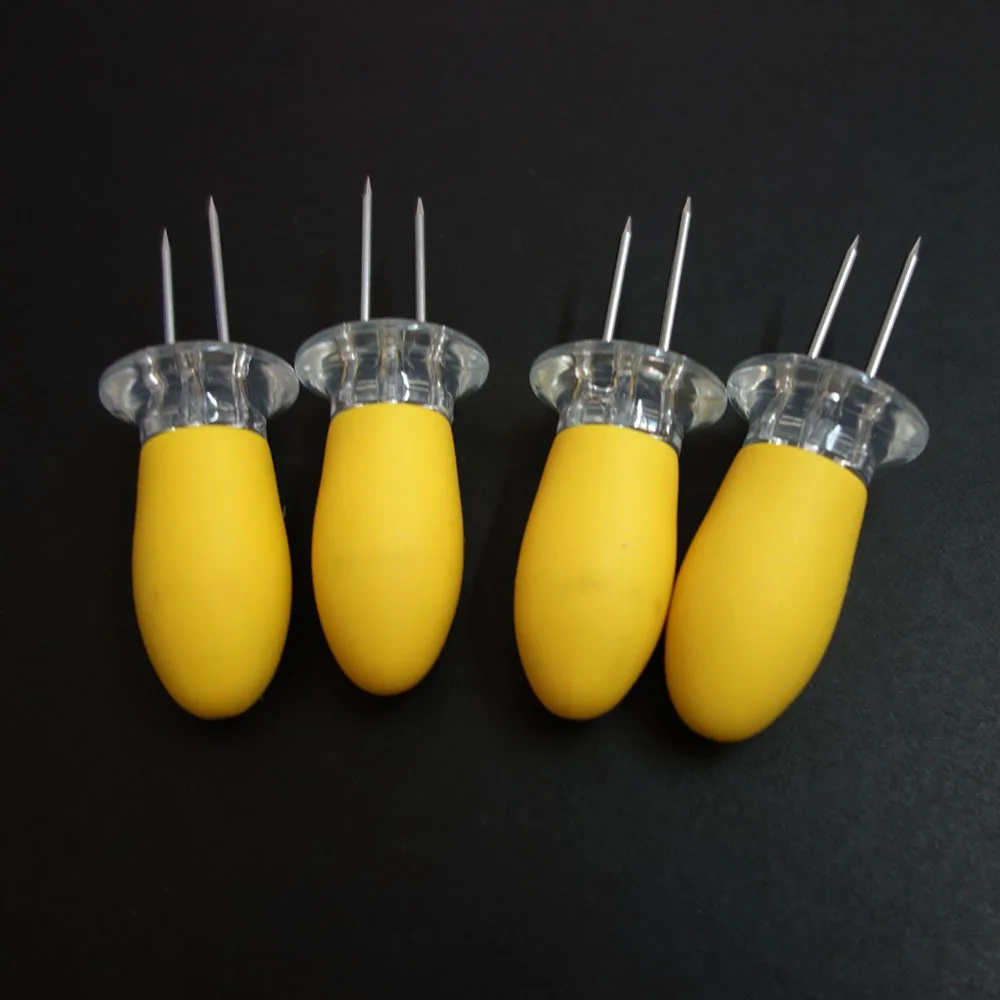 Акция 4 пары милый набор держателей для барбекю кукурузная вилка из нержавеющей