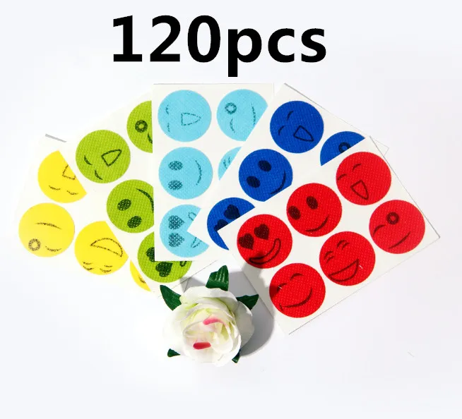 120pcs 120 шт наклейки от комаров DIY наклейки от комаров патчи мультфильм улыбающееся лицо отпугиватель - Цвет: 120pcs
