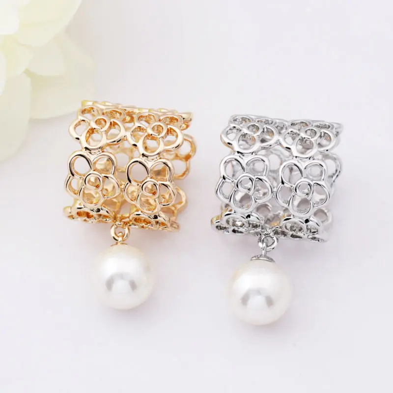 Женщины ювелирные изделия камелии цветы позолоченные имитация перл брошь
