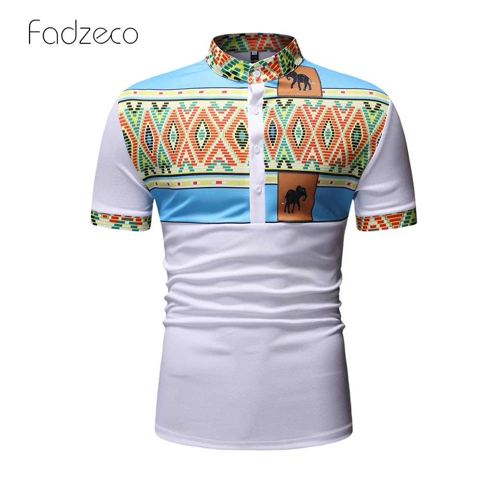 Fadzeco 2019 африканская рубашка для мужчин с принтом слона контрастная цветная