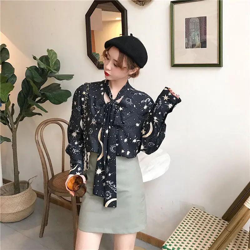 Женская рубашка с принтом Hzirip универсальная Свободная в Корейском стиле 2019 |