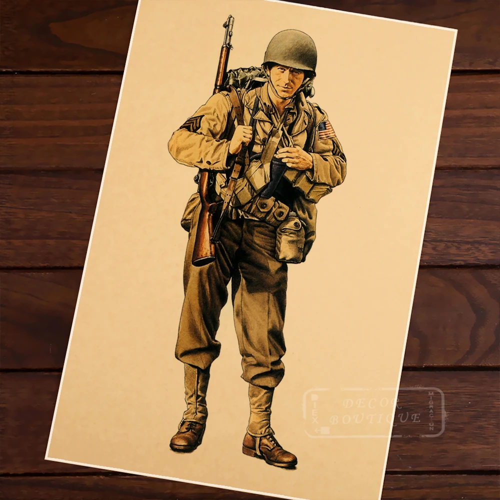 Винтовка Рюкзак Униформа портрет армия США WW2 ВИНТАЖНЫЙ ПЛАКАТ | Рисование и каллиграфия -32687374789