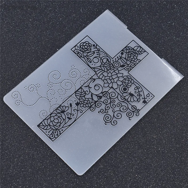 Крест оформленный цветами лоза пластиковый с тиснением папка для Diy альбом