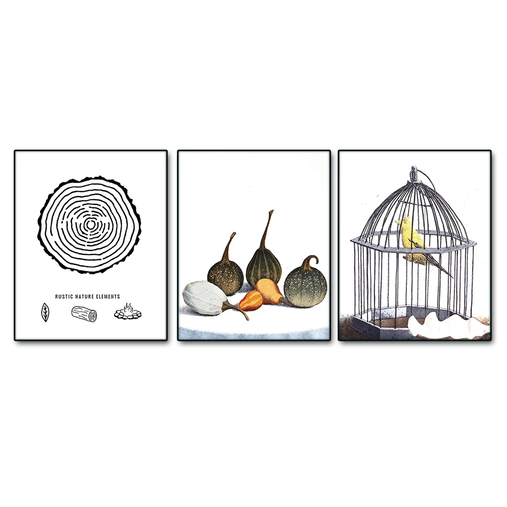 Клетчатые птичьи растения простота скандинавские настенные картины холст с