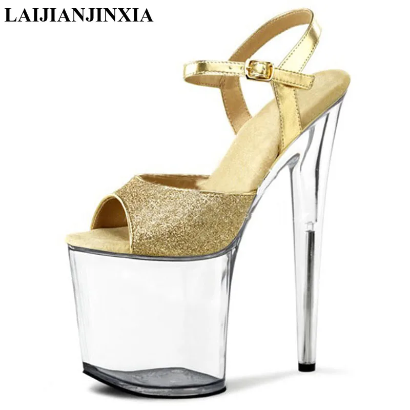 

LAIJIANJINXIA New High Heels Crystal Sandals Ultra 20cm High-Heeled Shoes 8 Inch Ankle-Strap Sexy Crystal Shoes For Women