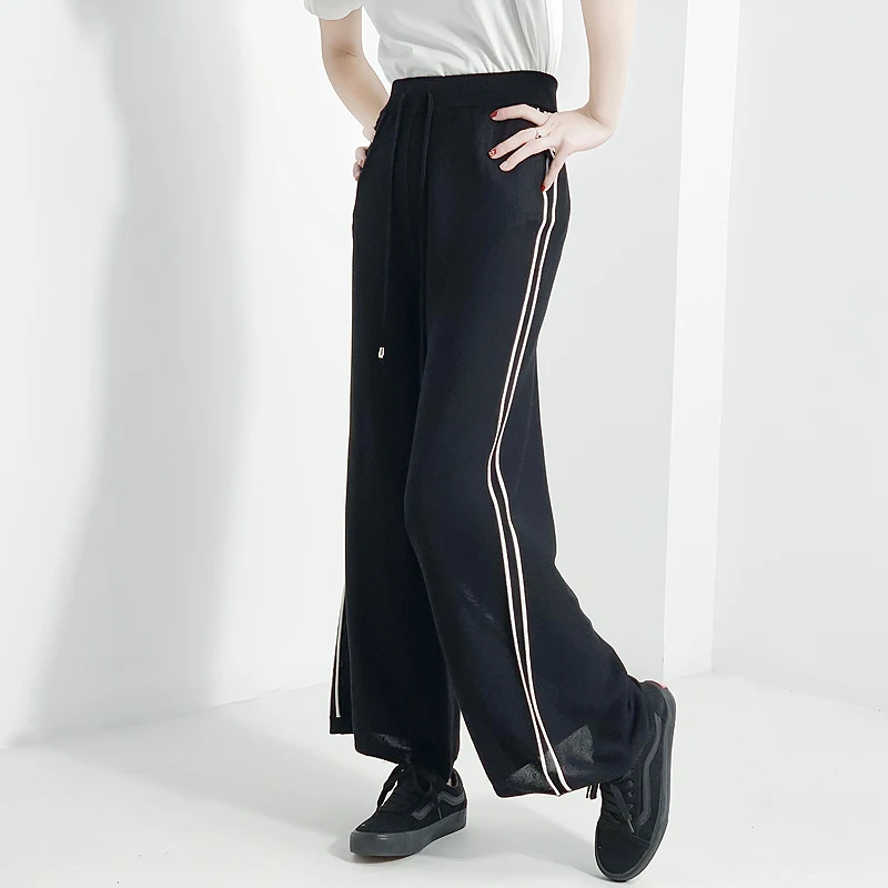 Palazzo Pants Promotion Rayon Acrylic Loose None 2019 Autumn New Women's Trousers Ice Knitted Wide Leg Casual Knit Women | Женская