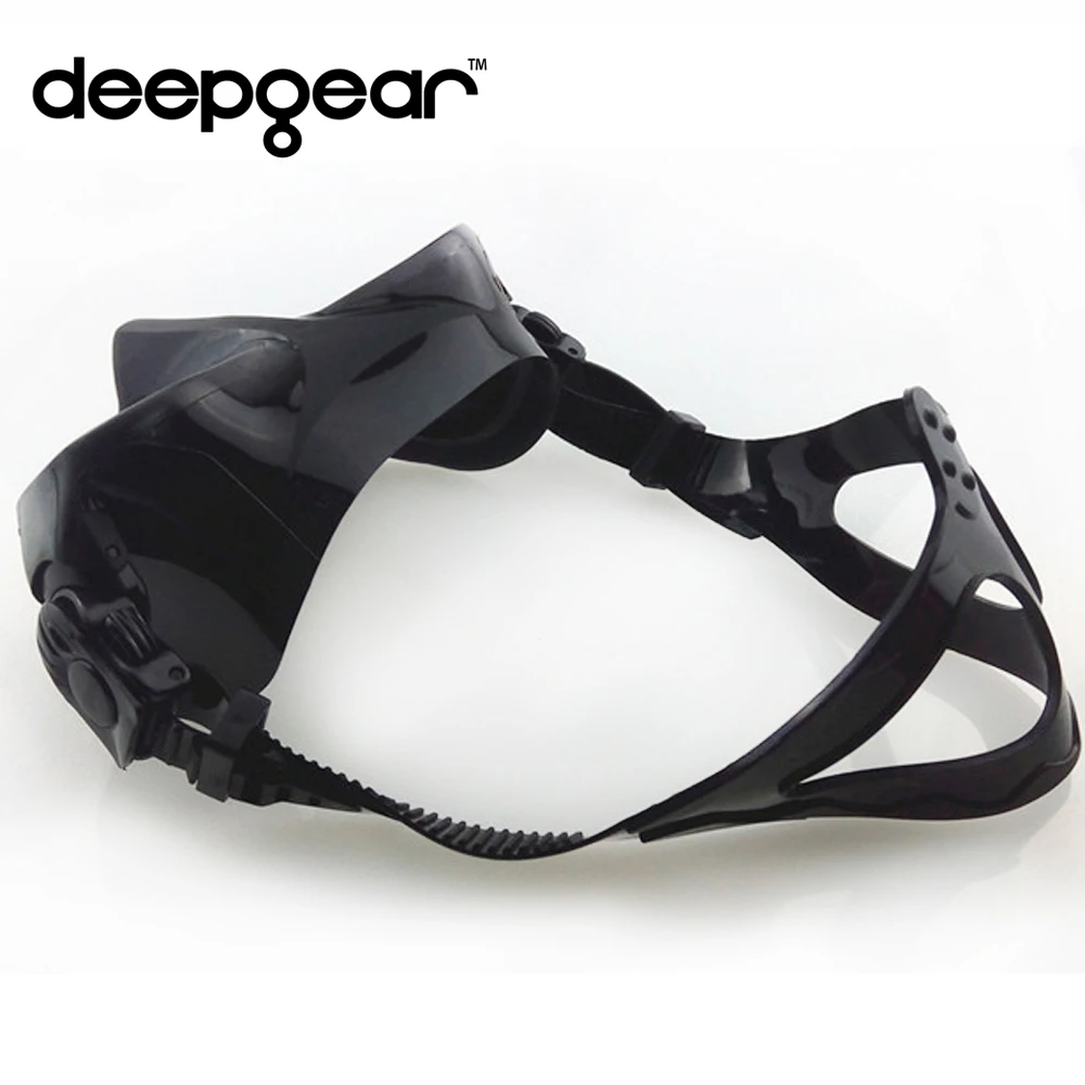 Маска для подводной охоты DEEPGEAR черная силиконовая маска и дайвинга закаленная