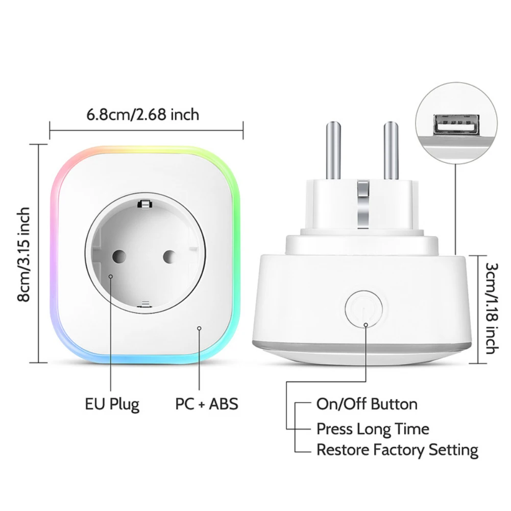 RGB светодиодный светильник WiFi умная розетка Великобритания ЕС разъем дистанционного управления для Google Home Mini Alexa IFTTT умный переключатель синхронизации работы