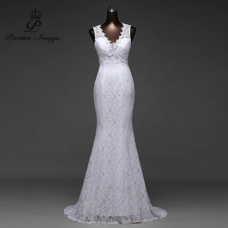 

Low Price sexy V_neck very beautiful sexy backless mermaid Wedding Dresses vestidos de noiva robe de mariage bridal dress