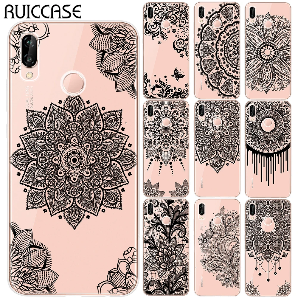 Пикантные черные Цветочные Мягкие TPU чехол для huawei P8 P9 P10 P20 P30 Lite Pro Y5 II Y6 y3 Y7 Y9 2017
