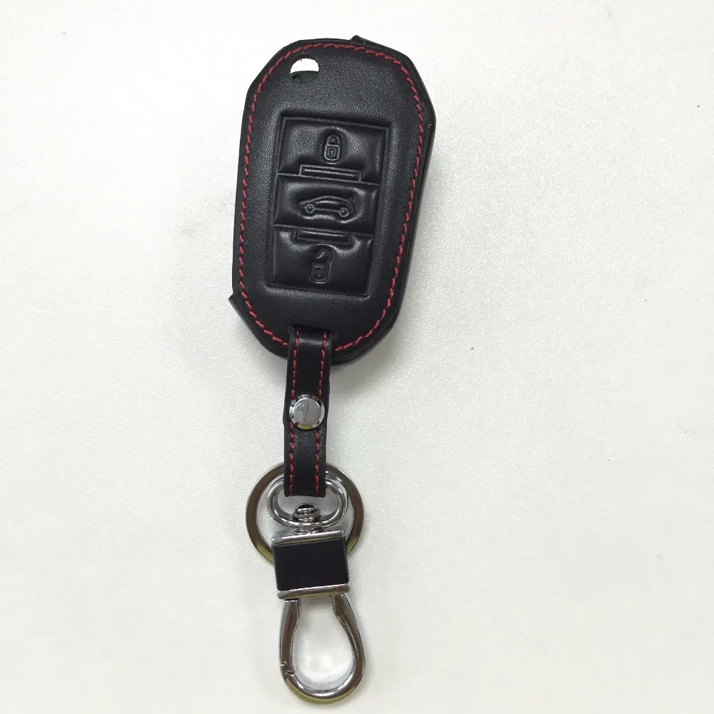 High quality Leather Car Key Cover Case For Peugeot 2008 308 3008 508 4008 408 with logo genuine leather Auto Accessories | Автомобили и