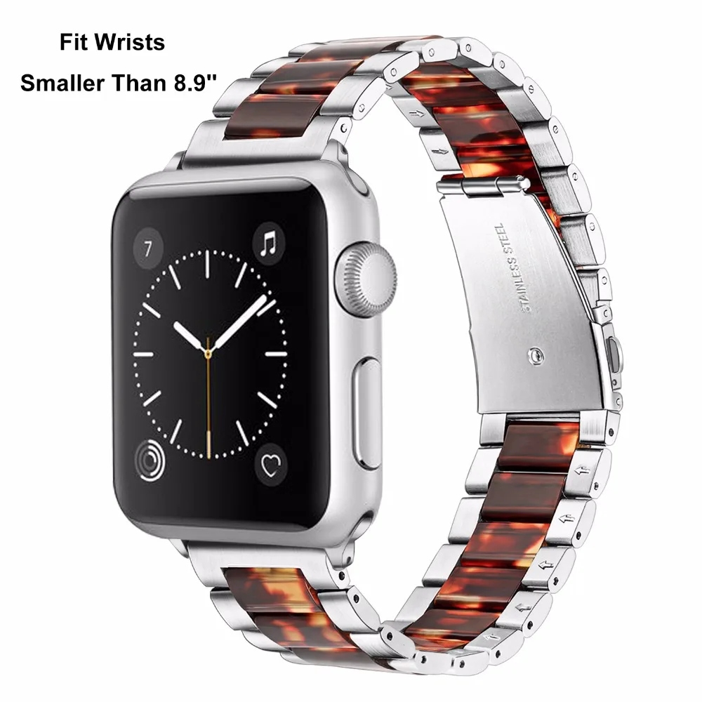 Ремешок для часов из нержавеющей стали и смолы для Apple Watch, 38 мм, 40 мм, 42 мм, 44 мм, серия 5, 4, 3, 2, 1, аксессуар, ремешок, резиновый браслет