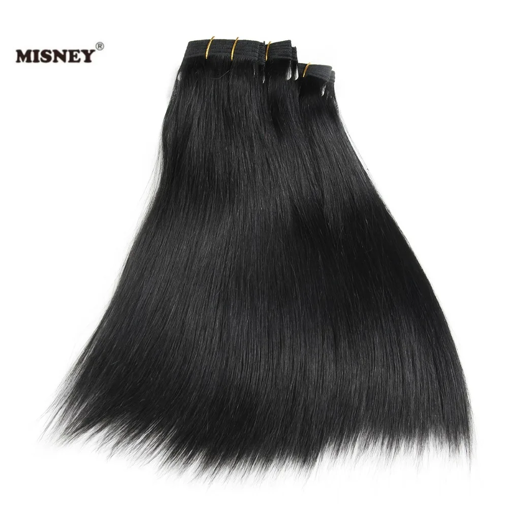 

Brazilian Non Remy Human Hair Permed Light Yaki Straight Black Color 3 Bundles Hair Extensions 100g/pc