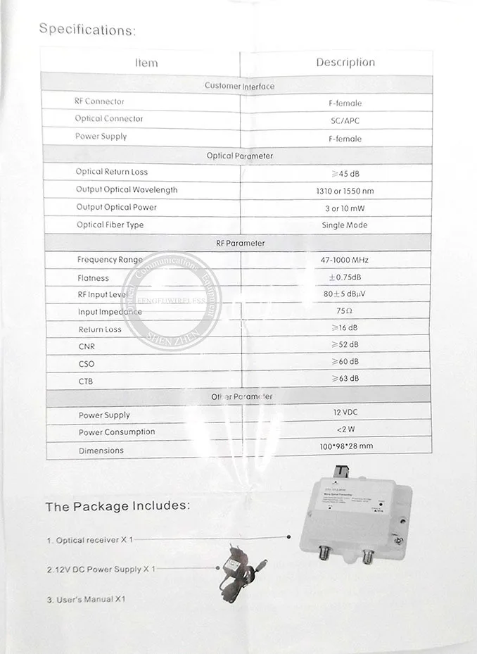Высококачественный мини микро OTH-1013-3mW оптический передатчик CATV 1310nm 1550nm FTTH 12 V DC Лучшая цена
