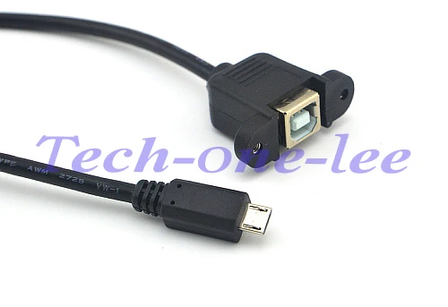 Удлинительный кабель USB Type-B гнездо-Micro 5Pin штекер USB-b F крепление на панель разъем