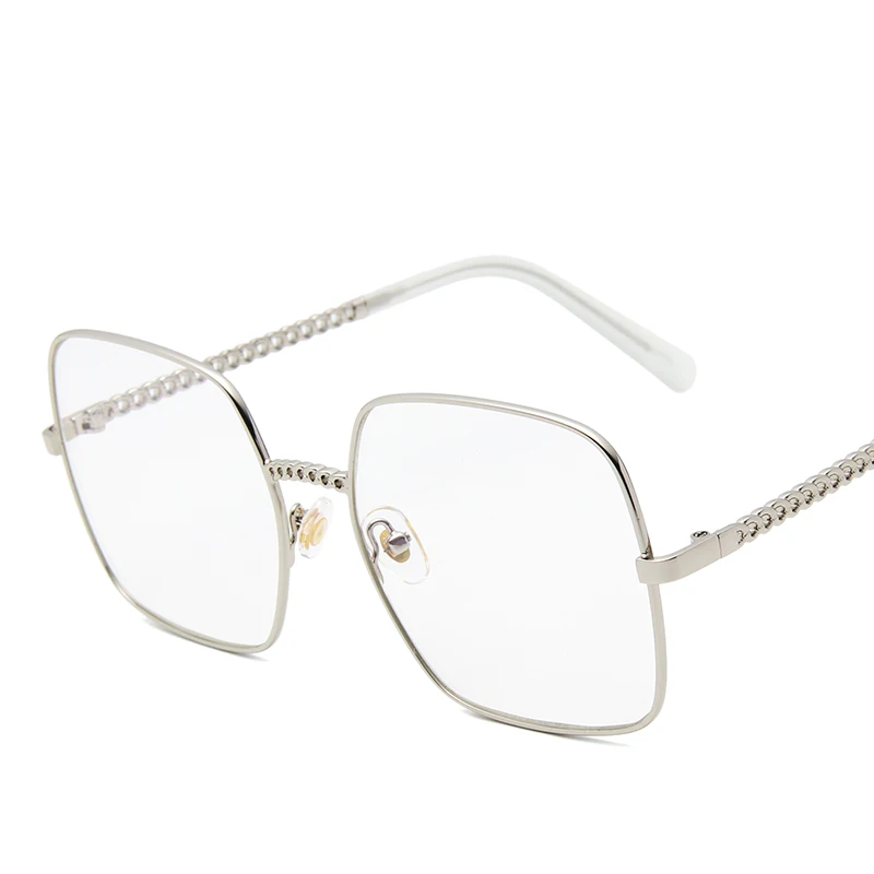 silver clear Longkeader, женские очки в Корейском стиле, оправа, женские, мужские, квадратные, большие металлические очки, золотые, серебряные, защита для глаз, очки - Цвет оправы: silver clear