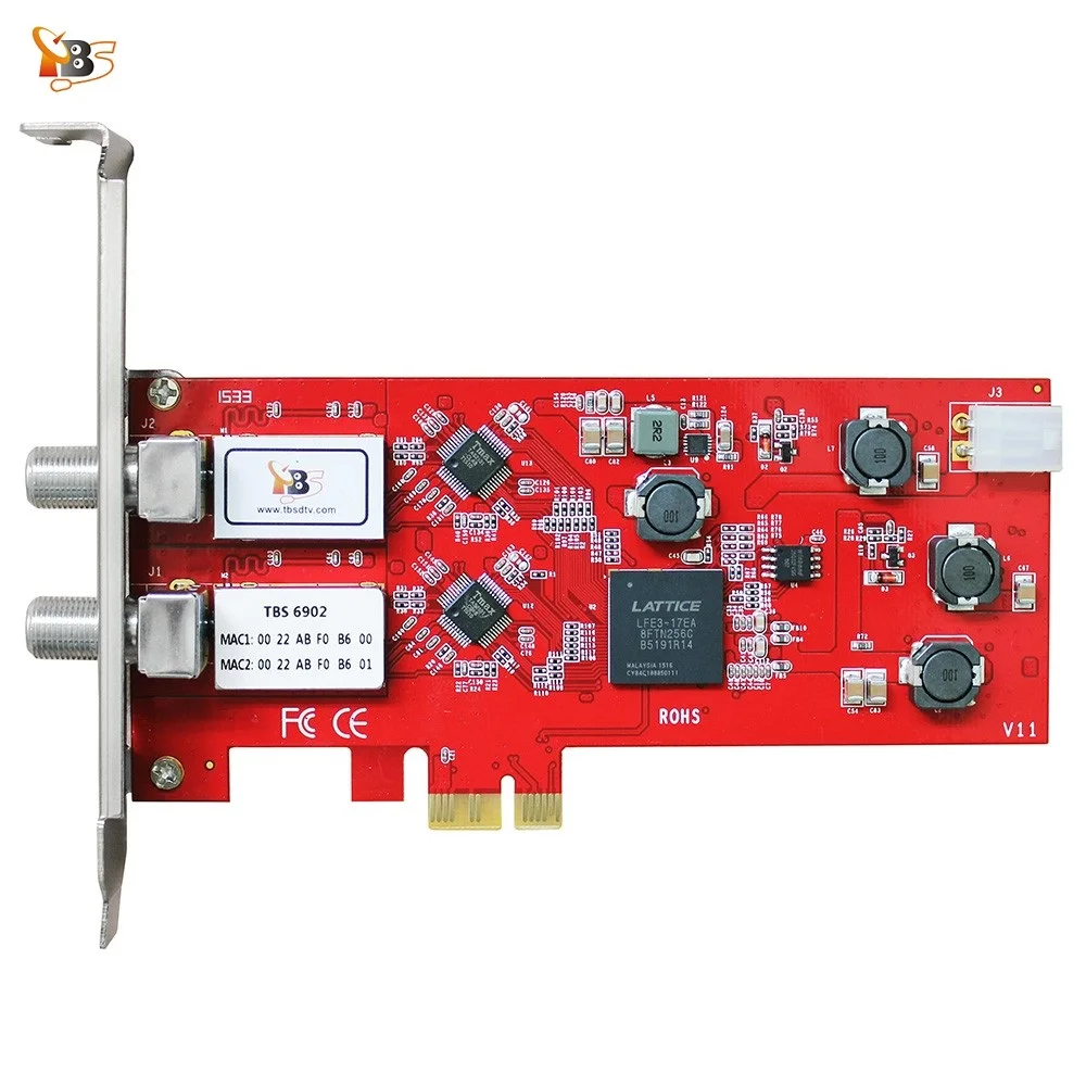 Sintonizador de TV Dual TBS6902 DVB-S/S2, tarjeta PCIe, reloj y grabación de canales de TV satélite Digital FTA en PC