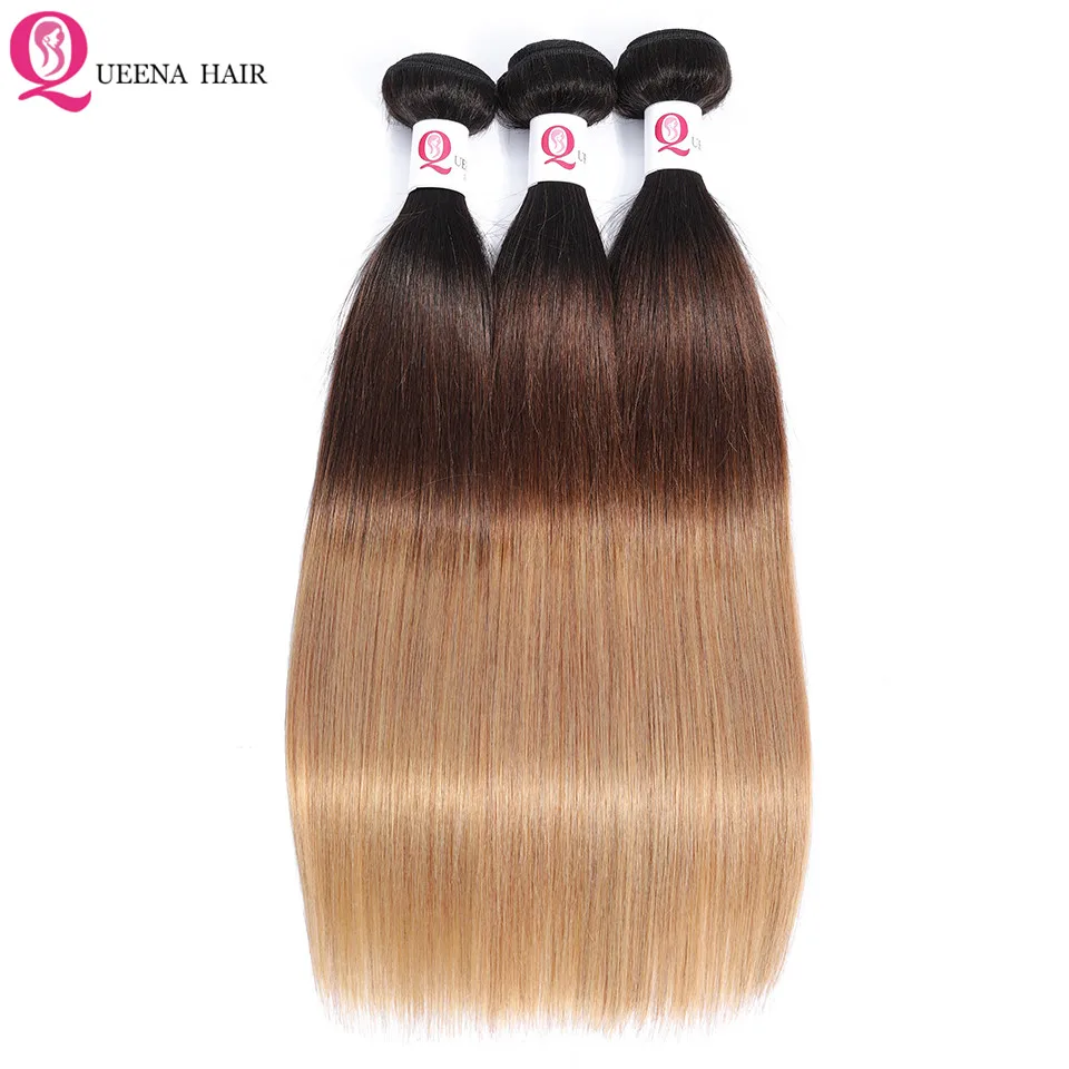 Перуанские прямые волосы пучки волос от светлого до темного цвета с закрытием