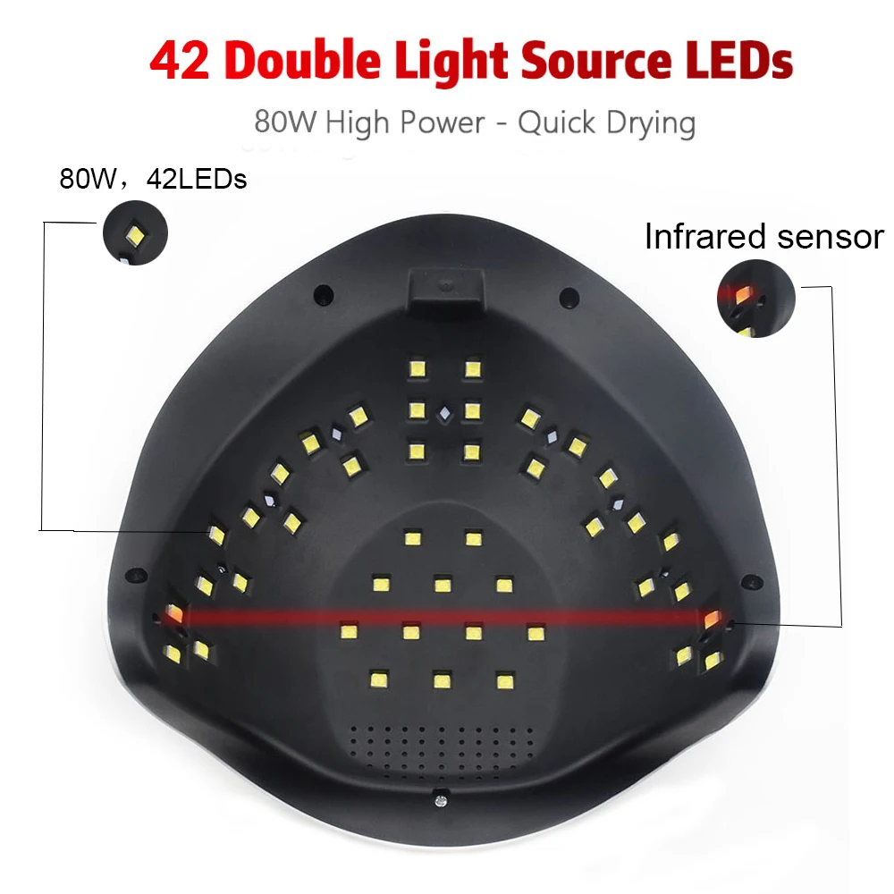 80 Вт Светодиодный светильник для ногтей УФ лампа отверждения Гель лак Сушилка