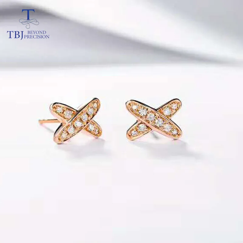 Tbj простой diamond серьги в 18 К розовое золото AU750 с 20 шт. природного африканских