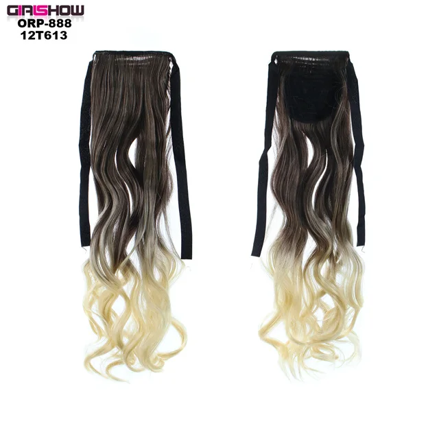 ORP-888 12T613 Girlshow 2" Длинные прямые ленты обернуть вокруг хвост Синтетический шиньон Омбре два тона волос расширение ORP-888, 80 г/шт - Цвет: ORP-888 12T613
