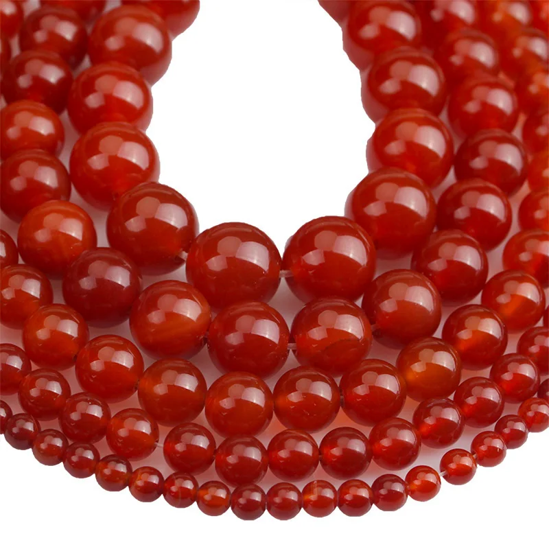 AAA натуральный камень carnelian, круглые бусины Красный Гранат Агаты Круглый свободный браслет с бусинами Ожерелье Изготовление ювелирных изделий 4 6 8 10 12 14 16 мм