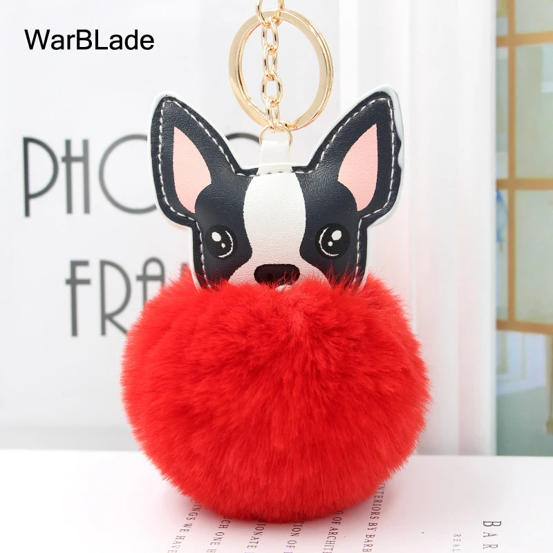 WBL Новый помпон брелок c французским бульдогом Пышная юбка с помпоном из меха