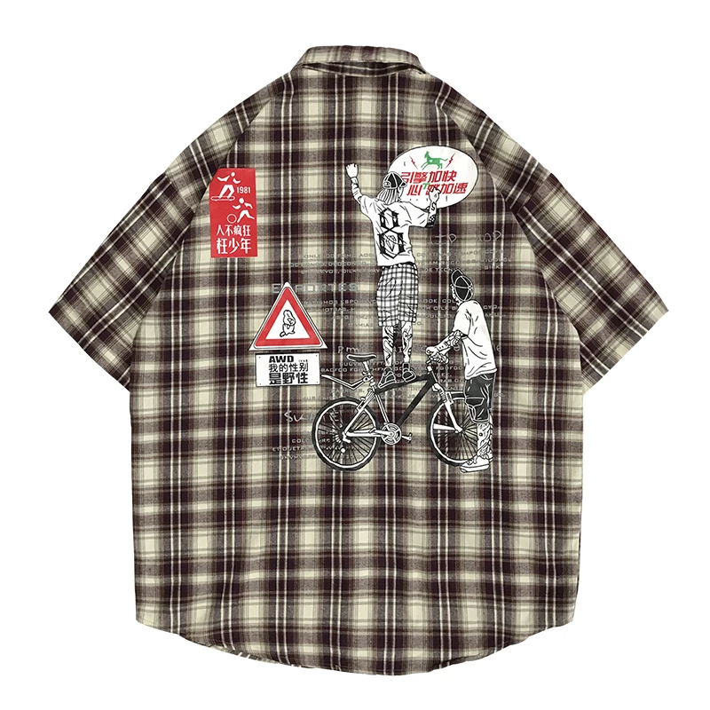 Мужские фланелевые рубашки в клетку с коротким рукавом мужские повседневные