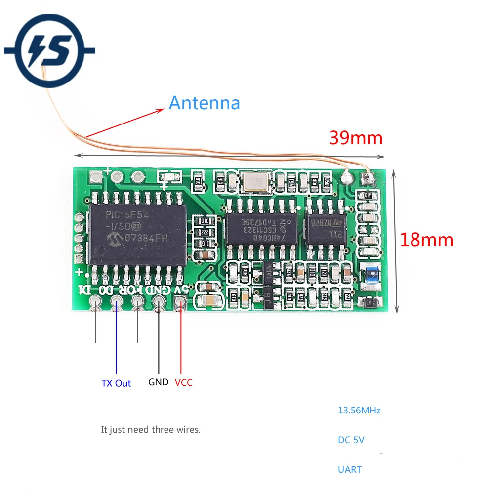 DC 5V UART Reader RFID Wireless Module Contactless ISO14443A 13.56MHz Card | Электронные компоненты и
