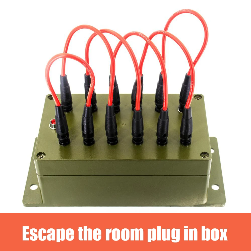 

Real Escape Room Props Plug-in Box Organs With 12 Jacks and 6 Patch Cords to unlock 12V EM Lock for for Exit Room Owner