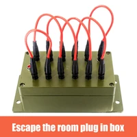 real escape room props plug in box organs with 12 jacks and 6 patch cords to unlock 12v em lock for for exit room owner